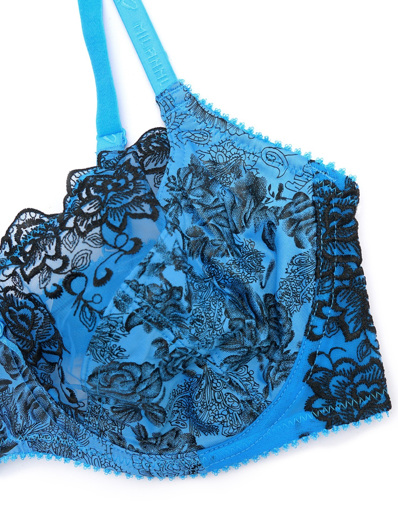 Padded Underwire Lace Bra - Blue - Ladies