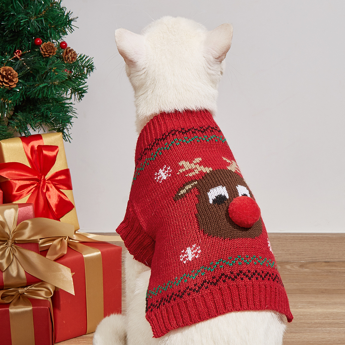 Pull de noel chat hot sale