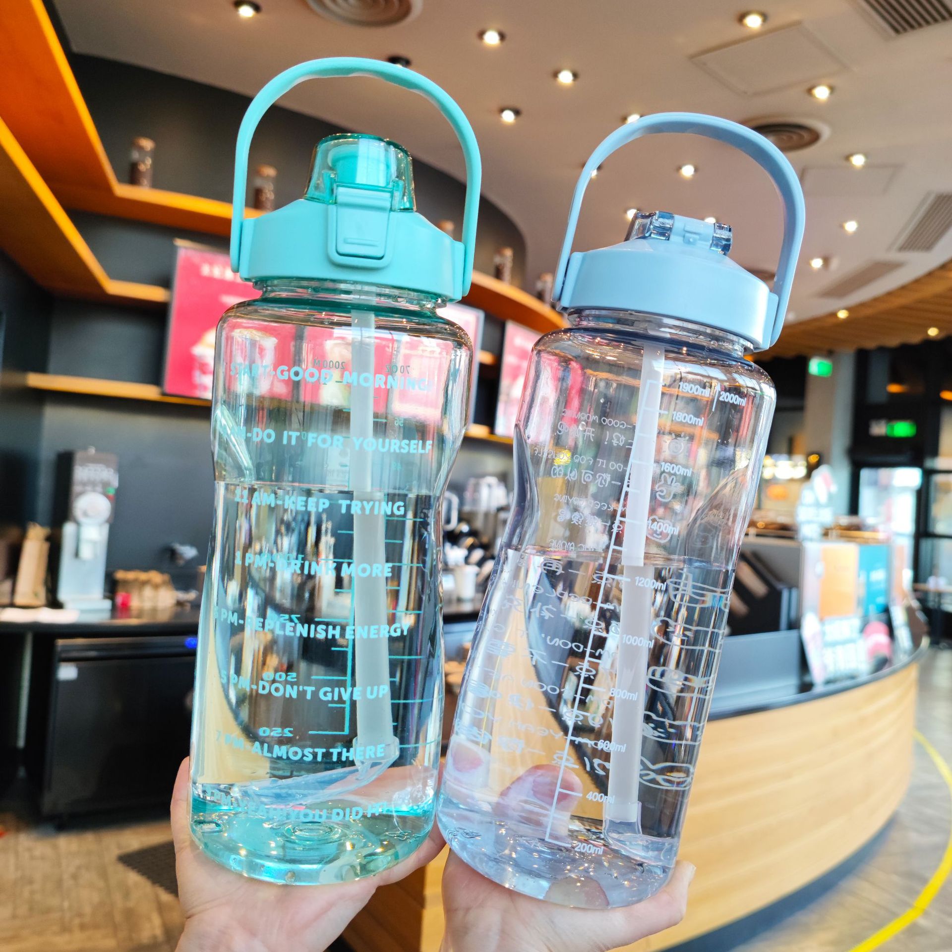 Large Capacity Water Bottle With Straw Portable Clear - Temu