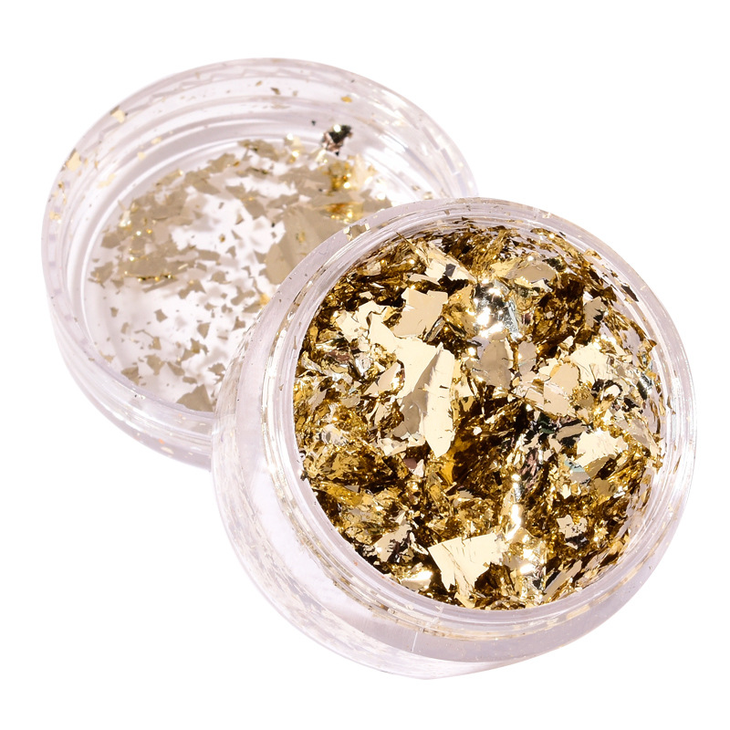 Golden & Silver Foil Flake Nail Stickers for DIY Manicures and Nail Art