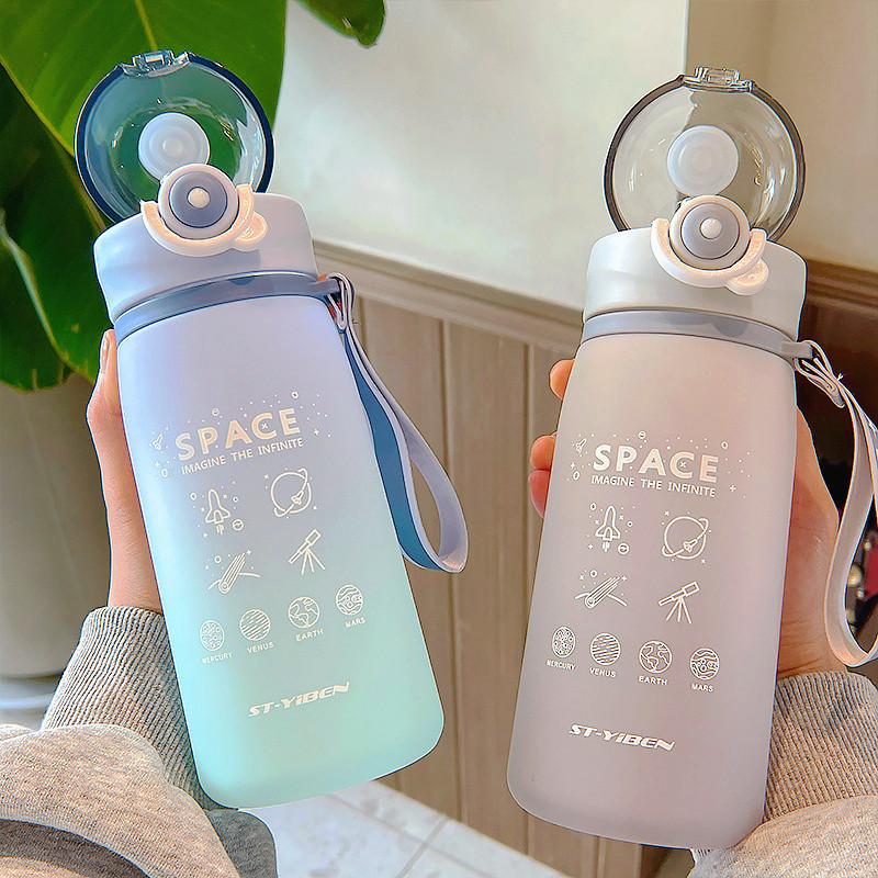 Space Fashion Portable Plastic Cup, Gradient Gradient Outdoor Sports Water  Bottle, Scrub Water Bottle - Temu