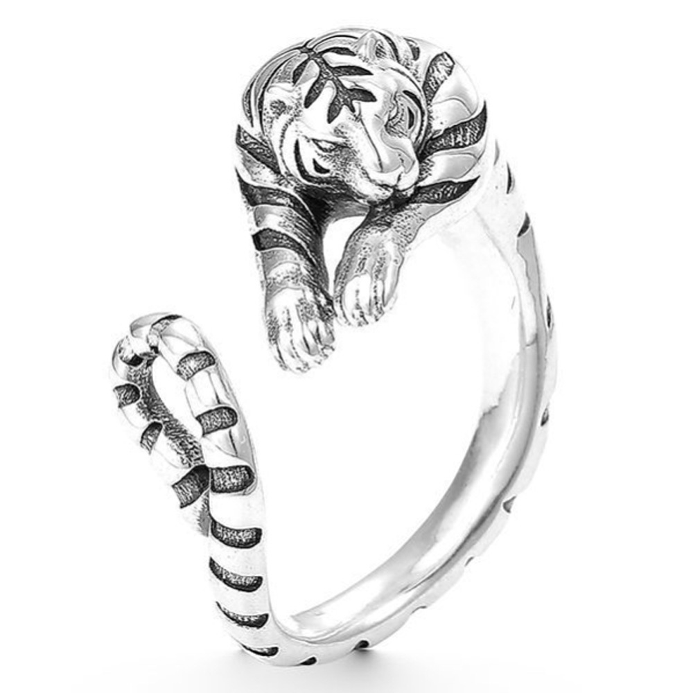 Men's Vintage Tiger Head Open Mouth Ring