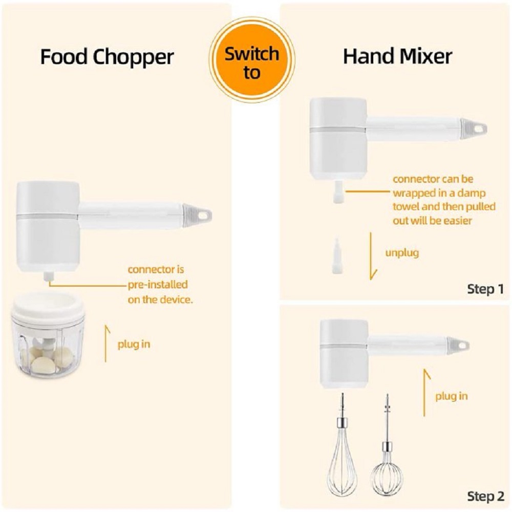  Wynboop Mini batidora de mano eléctrica inalámbrica para el  hogar, batidor de huevos de mano recargable por USB con 2 batidores  desmontables, 4 modos de velocidad, horneado en casa para cocina