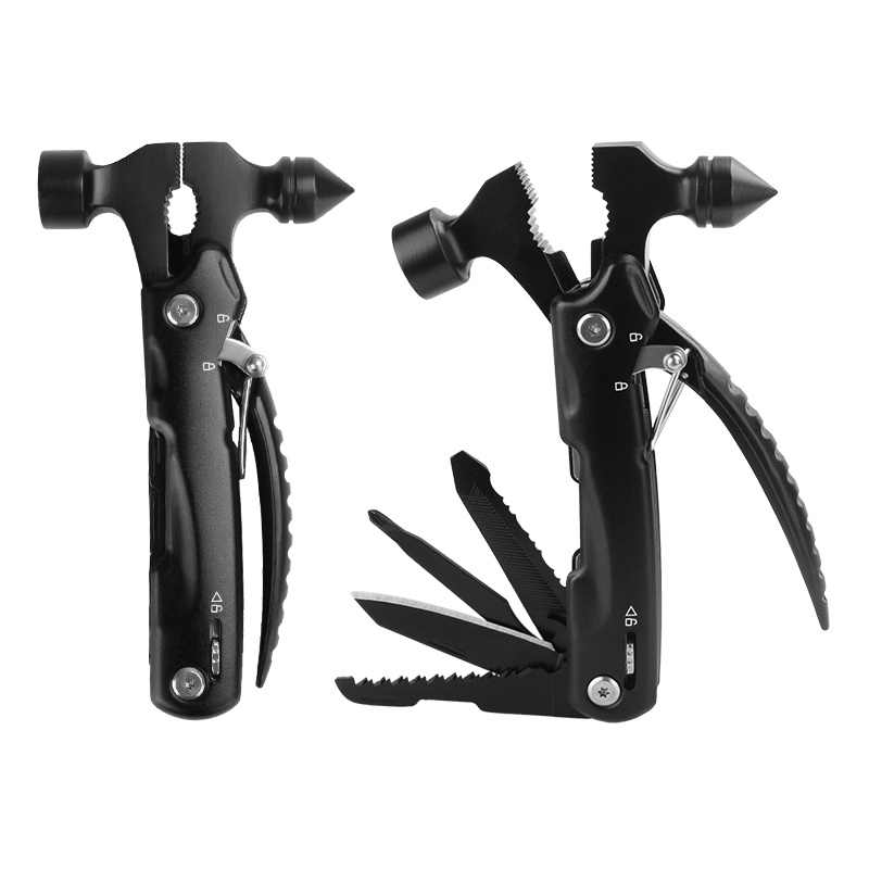 12-in-1 Multi-Tool Pocket Survival Kit: Screwdriver, Knife, Bottle Opener, Pliers, Cutters, Hammer, Scale Scraping For Outdoor Hiking Camping