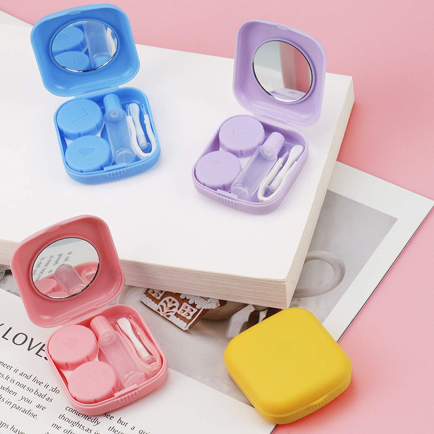 Etui pour Lentilles de Contact avec Miroir Produit Kit d'Accessoires 5  Couleurs