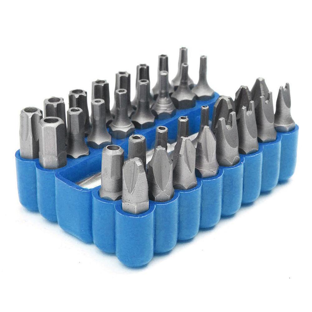 33PCS Security Tamper Proof Screwdriver Bit, Rod Torx Hex Star Spanner Tri Wing Screwdriver Set, 1/4" Magnetic Drill Bit Holder