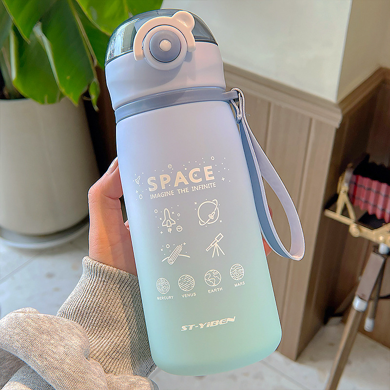 Space Fashion Portable Plastic Cup, Gradient Gradient Outdoor Sports Water  Bottle, Scrub Water Bottle - Temu