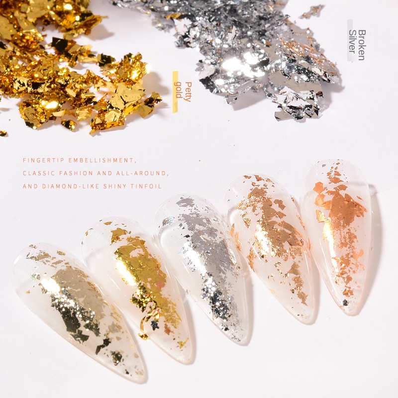 Gold, Silver, and Rose Gold Foil Flakes for Nail Art & Craft Foil – BGlam  Reunion