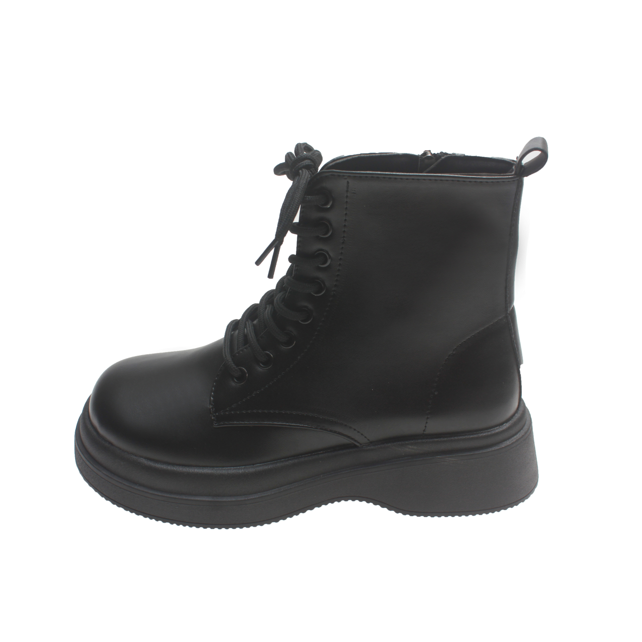 Women's Black Platform Lace Up Combat Boots Side Zipper Fashionable ...