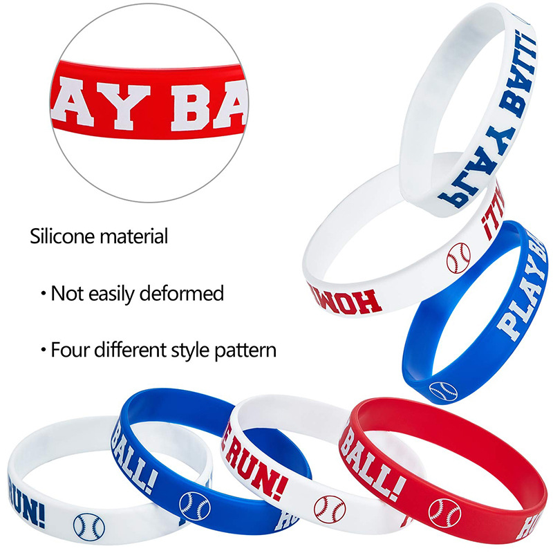 Play Ball Baseball Silicone Bracelet Home Run Baseball Boys Rubber Wrist with Bracelet Men Unisex,Temu