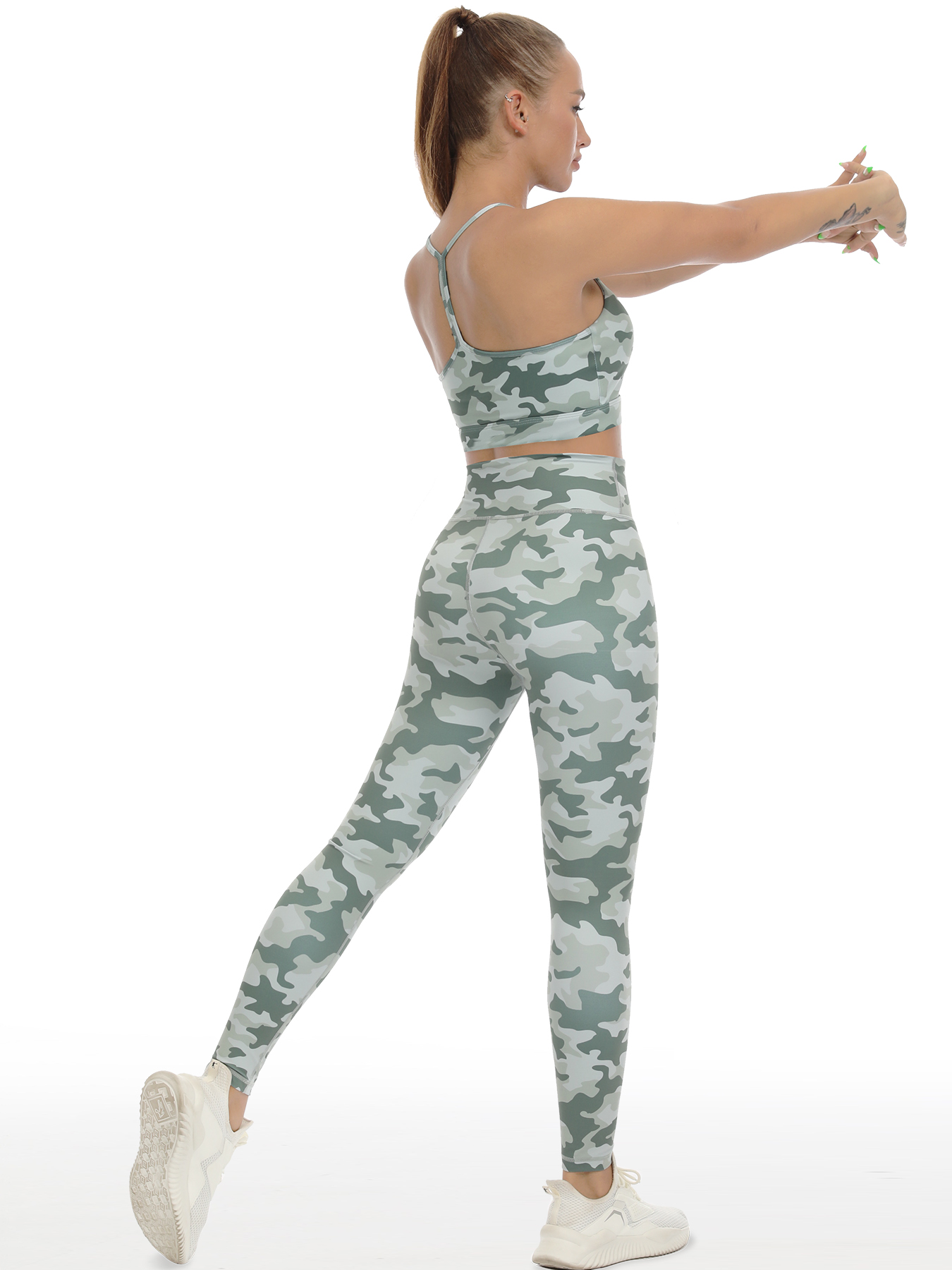 Camouflage Yoga Shirt Women, Fitness Clothing Women Set