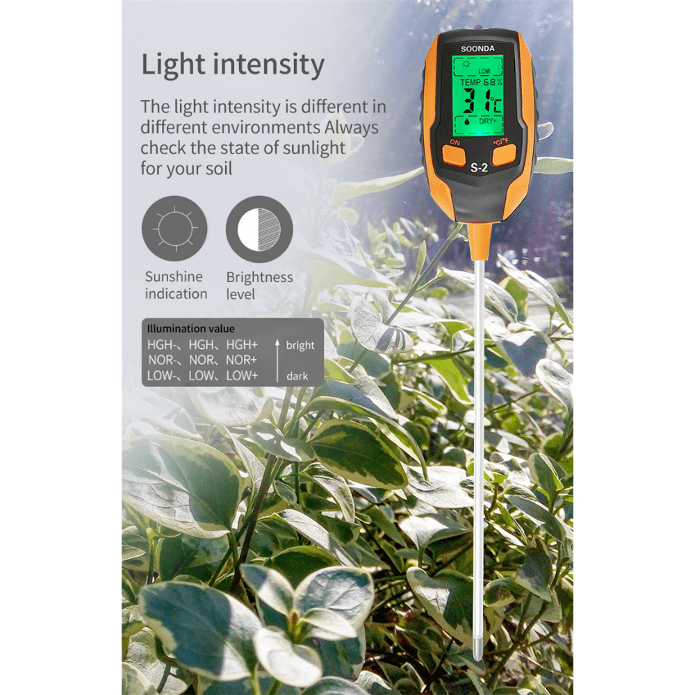 Digital Soil Thermometer 4-in-1 Soil Tester Soil Thermometer/Light