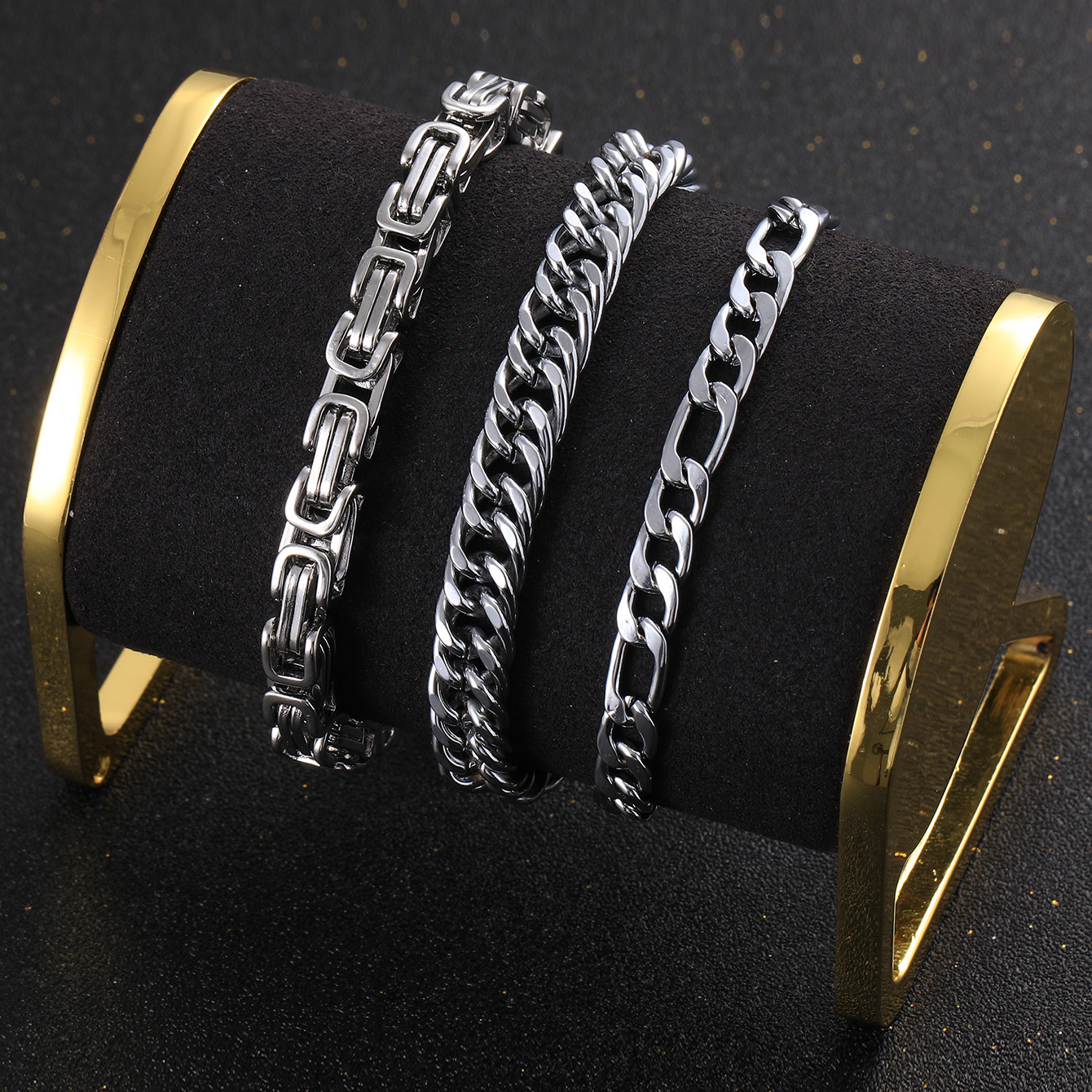 3pcs Stainless Steel Men's Bracelet Set