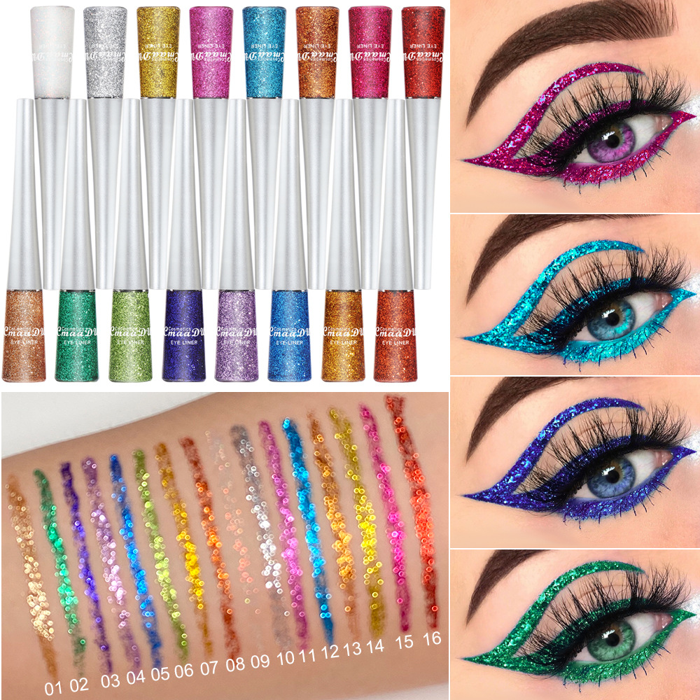 16 Colors Glitter Eyeliner Liquid Makeup Set delineadores de