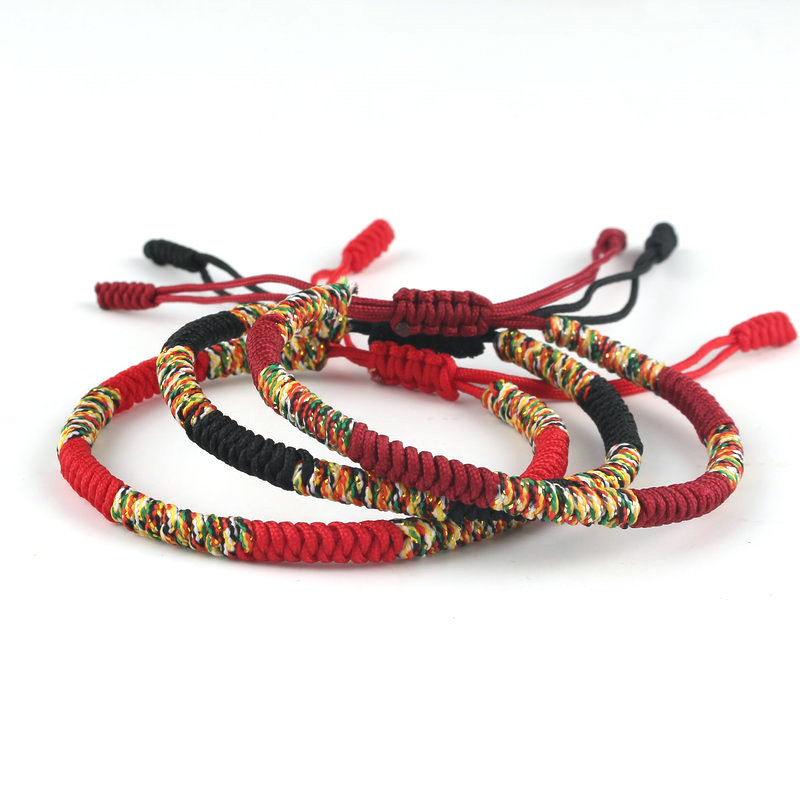 Braided Multicolor String Thread Knot Bracelet, Couple Gift