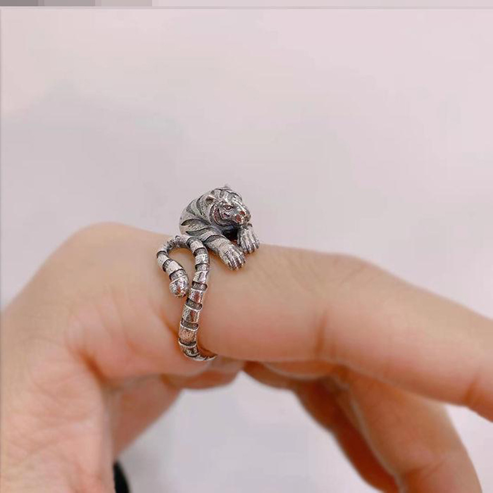 Men's Vintage Tiger Head Open Mouth Ring