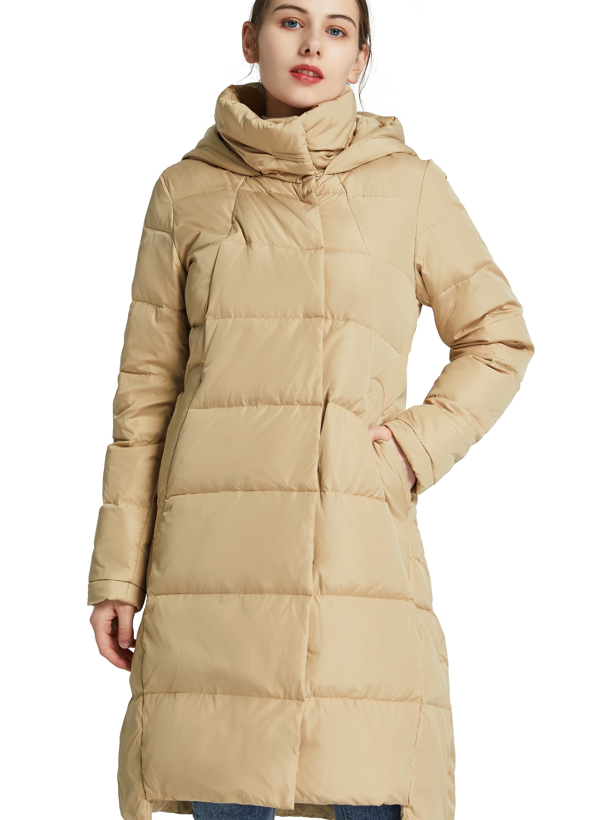  Abrigo de plumón para mujer, chaleco largo de invierno para  mujer, chaqueta de invierno, Beige, S : Ropa, Zapatos y Joyería