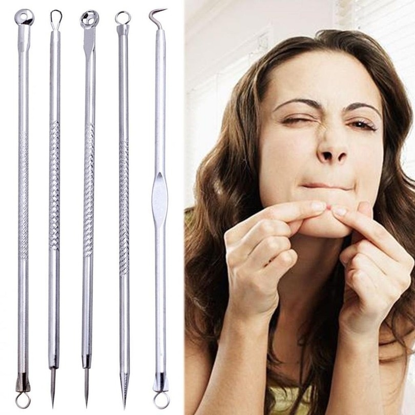 Cheap 5-piece acne needle set facial beauty pick acne acne removal beauty  makeup tool blackhead acne needle