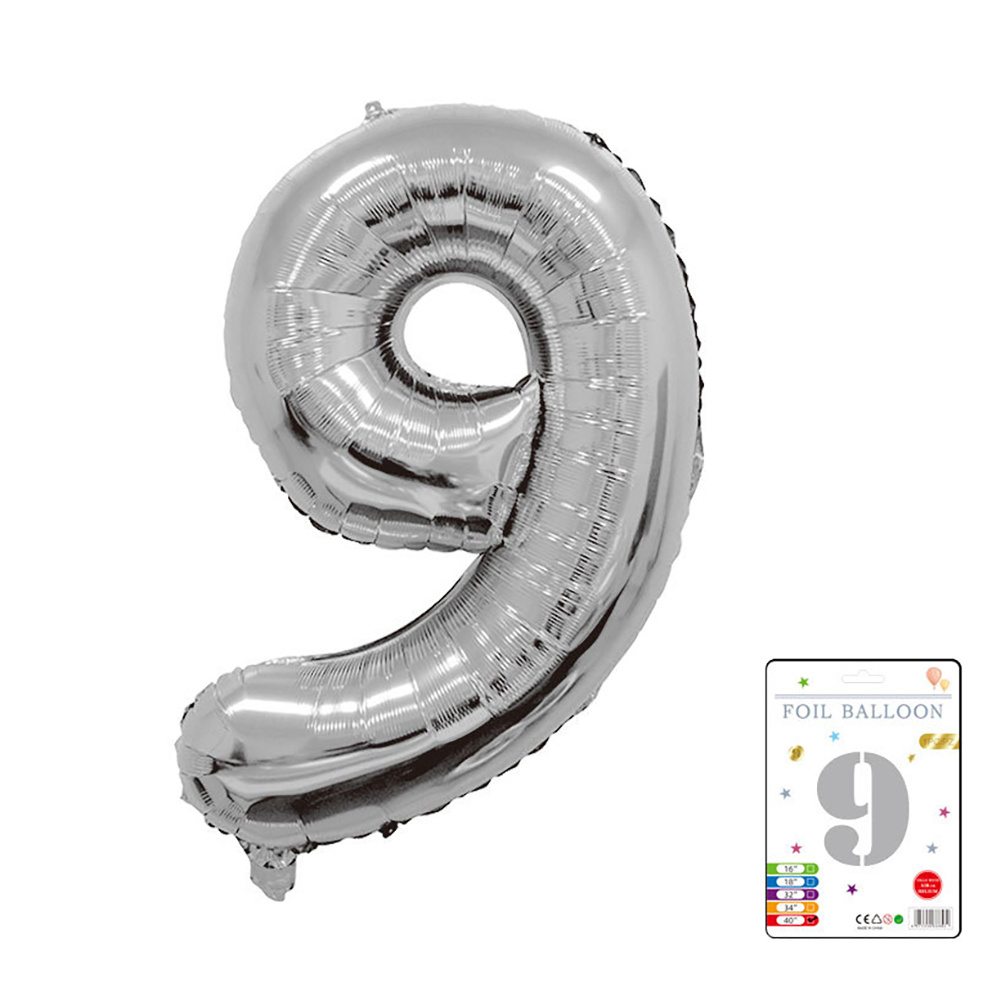 40 Metallic Silver Mylar Foil Helium/Air Number and Letter Balloons