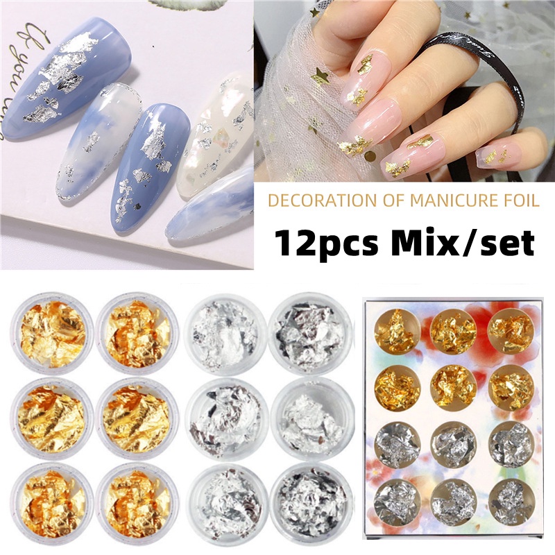 Nail Foil 3d Sparking Golden Silvery Flakes For Nails,metallic