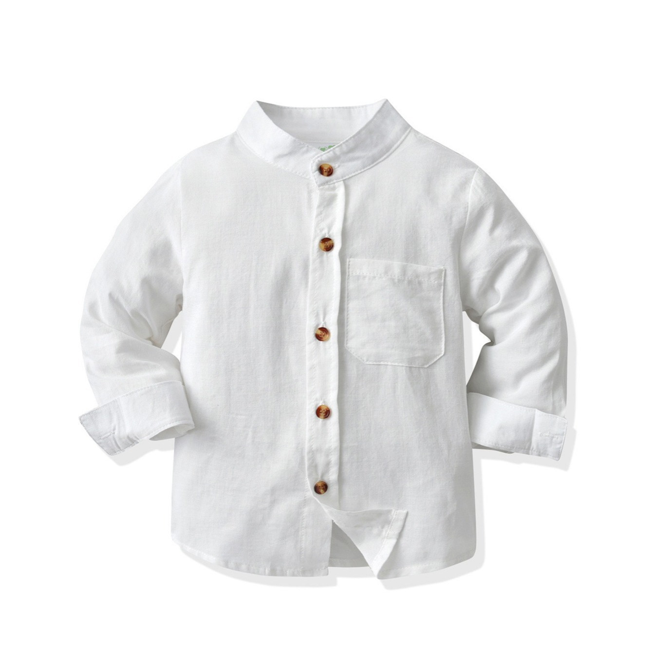 

Boys' Casual Solid Color Stand Collar Long Sleeve Shirt