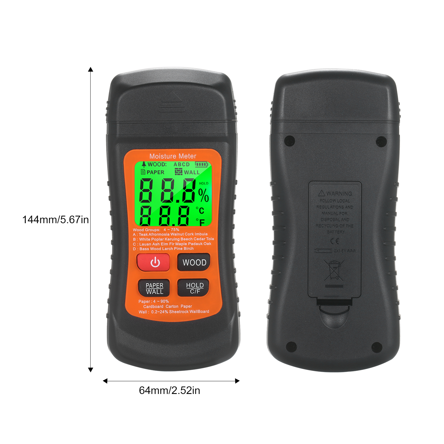 Medidor de humedad de madera Rzmt-10 Lcd Medidor de humedad digital  Instrumento de prueba de humedad de madera Herramienta detectora Medir el  contenido de humedad para papel de pared C