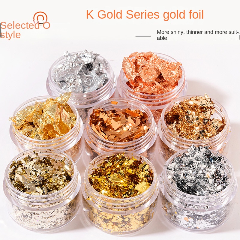Ldyso Nail Gold Flakes,3 Bottles Nail Art DIY Gold Foil DIY Gold Flakes  Decoration 10g*3 