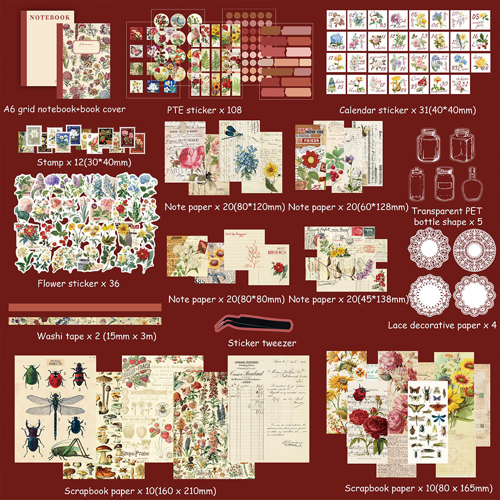 125pcs/set Vintage Aesthetic Scrapbook Kit DIY Making Journaling Supplies  Sticker Art Craft Gift - AliExpress