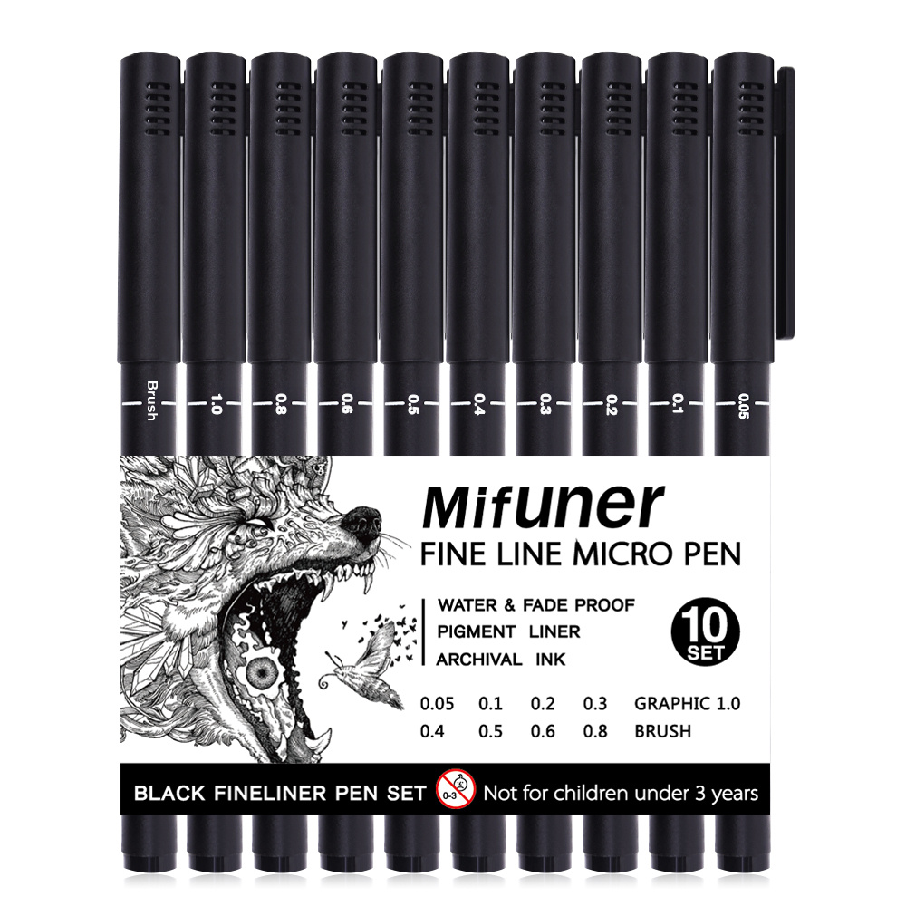 Mifuner 0.38mm 6 Colors Extra Fine Point Pens Liquid Ink Pen Rolling Roller  ball Quick-drying Ink for Home Office