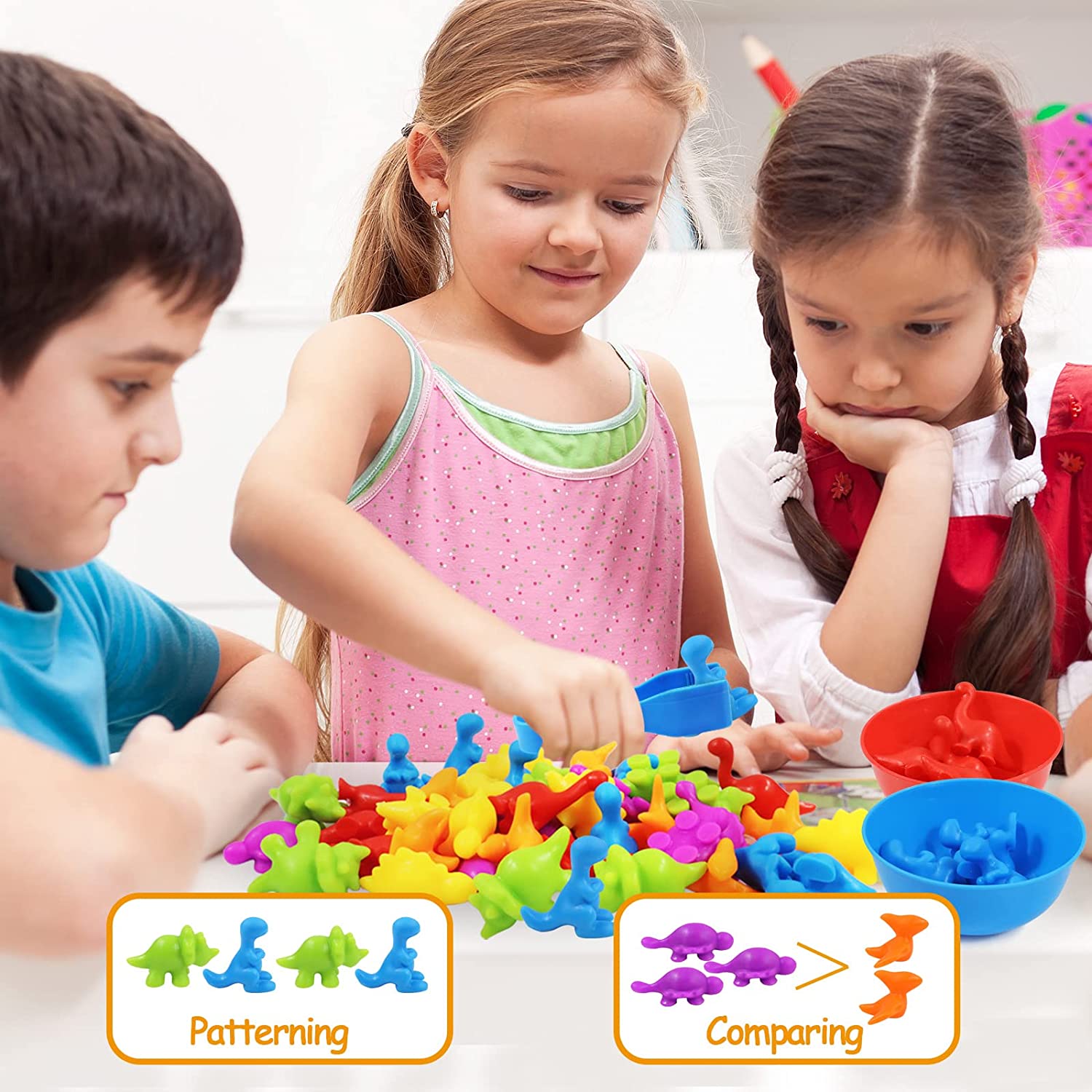 6 Color Sorting Cups with Tong for Preschool and Early Childhood Education - Col