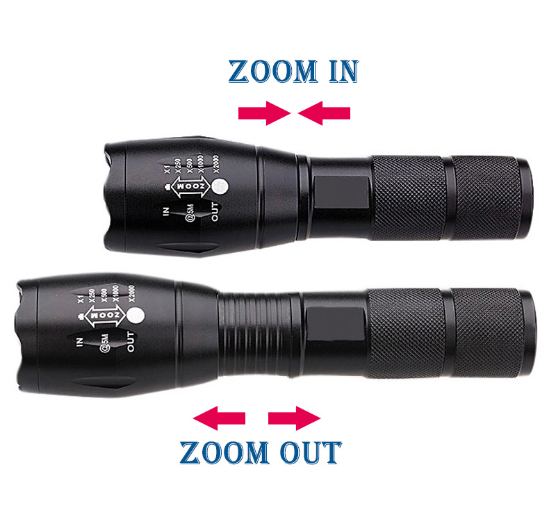 Outdoor T6 LED Flashlight Aluminum Alloy Portable Torch USB Rechargeable 