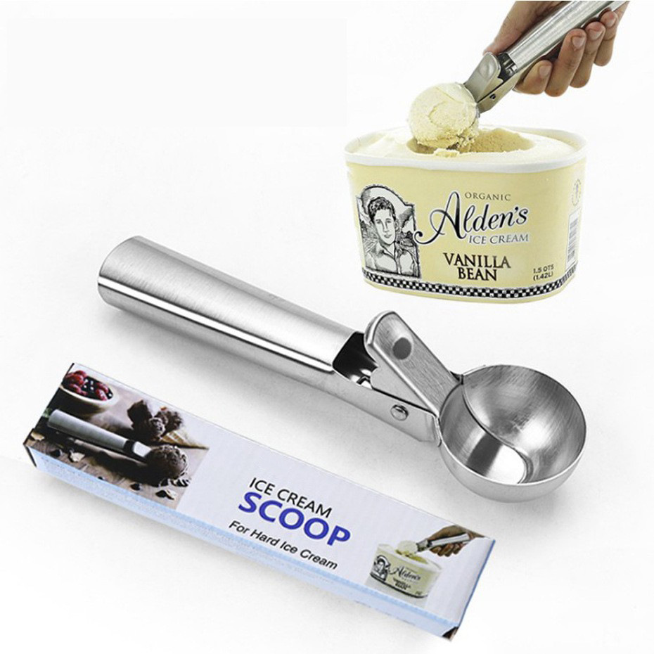 Solid Stainless Steel Ice Cream Scoop, Fruits Scoop, With Trigger,  Stainless Steel,easy To Use,convenient, Fast And Durable.perfect For Frozen  Yogurt