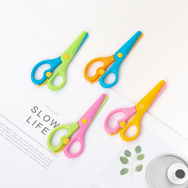Diy Scissors Childrens Colorful Cartoon Plastic Scissors - Temu