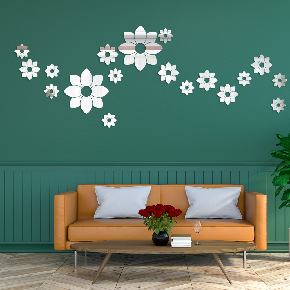 acrylic love mirror sticker bedroom living room removable wall sticker  floral wall decal custom name stickers for wall flower decals for walls  peel
