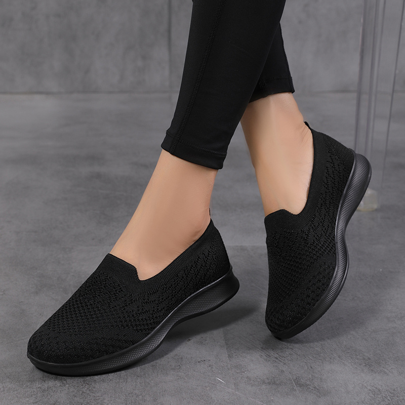 Womens Casual Sneakers Breathable And Lightweight Platform Loafers Flying Woven Slip On Shoes 8824