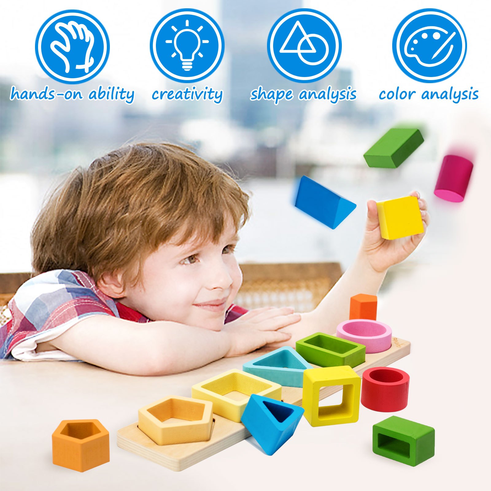 Montessori Toys for 1 2 3 Year Old Boys Girls Gifts, Wooden Sorting and  Stacking Toys for Toddlers 1-3 Educational Learning Toys for Preschool Kids