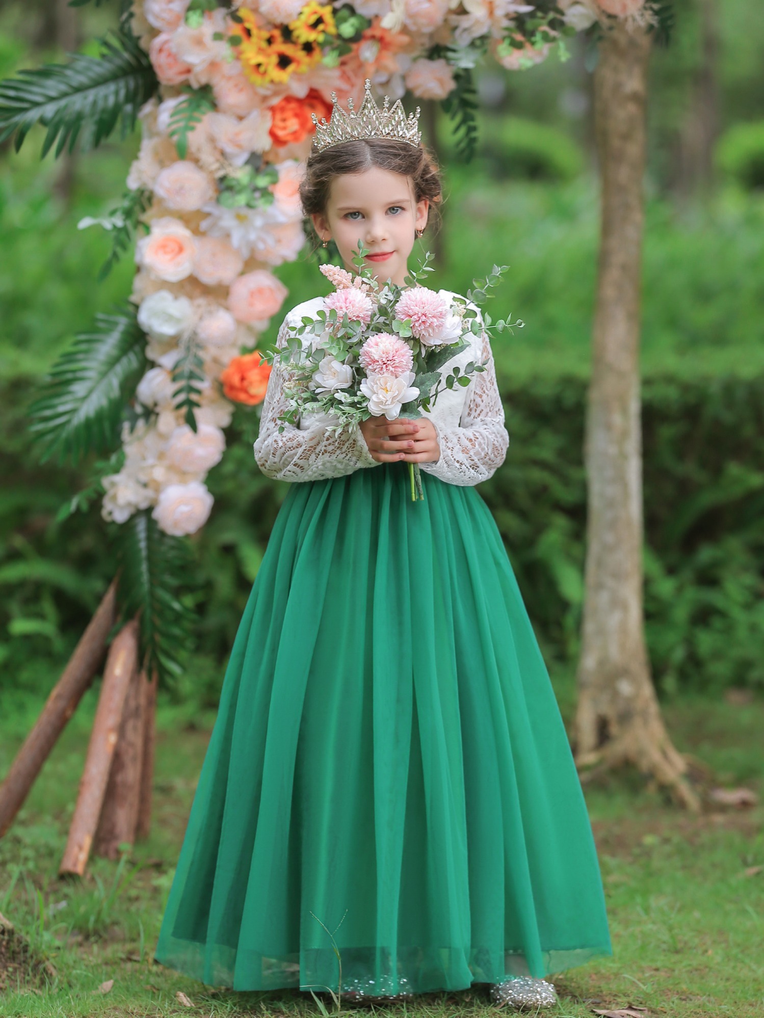 Vestido de encaje de princesa para niñas, vestidos de boda para niñas de 2  a 10 años, para fiesta, d yaoshenbao LED