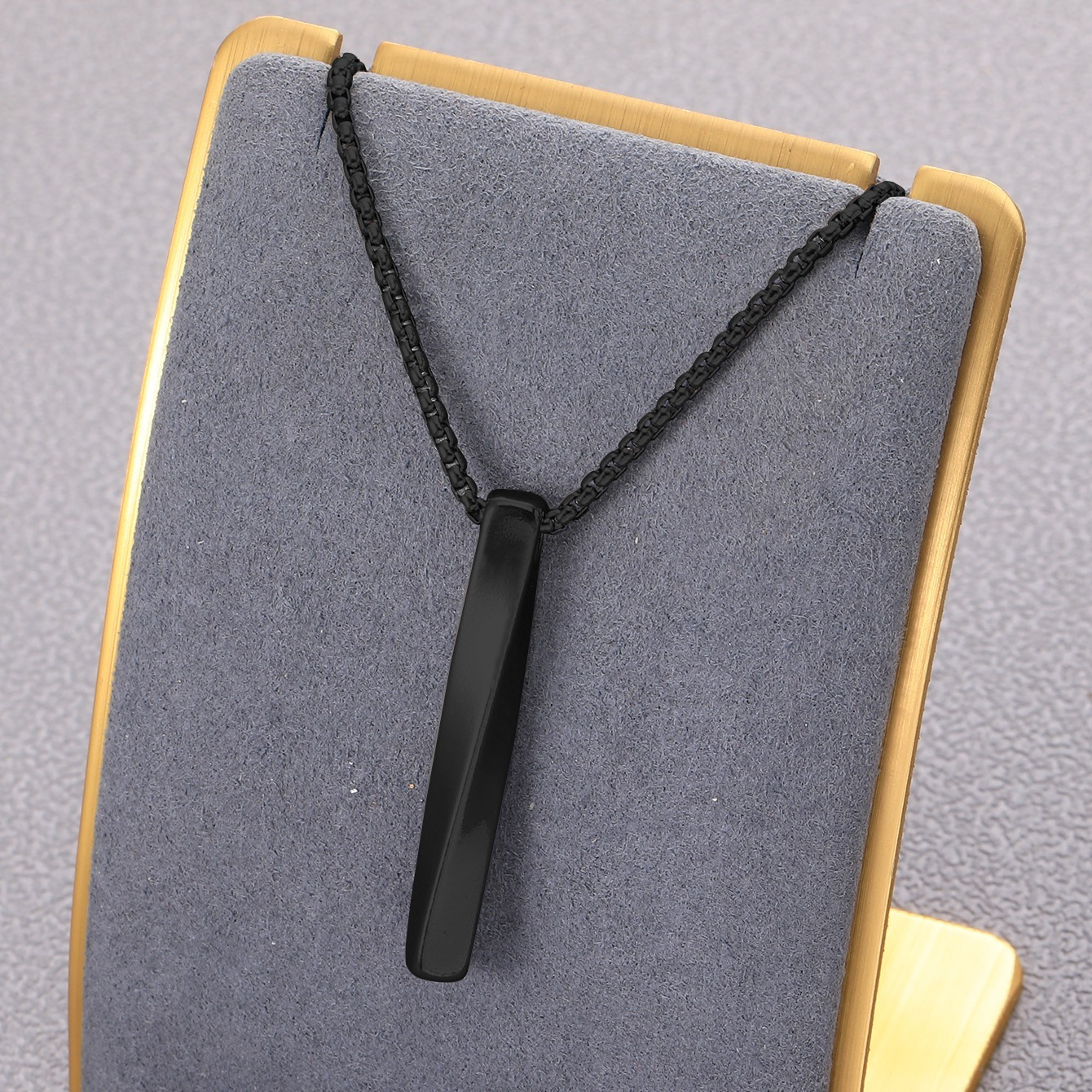 

Stylish Black Geometric Stainless Steel Pendant Necklace