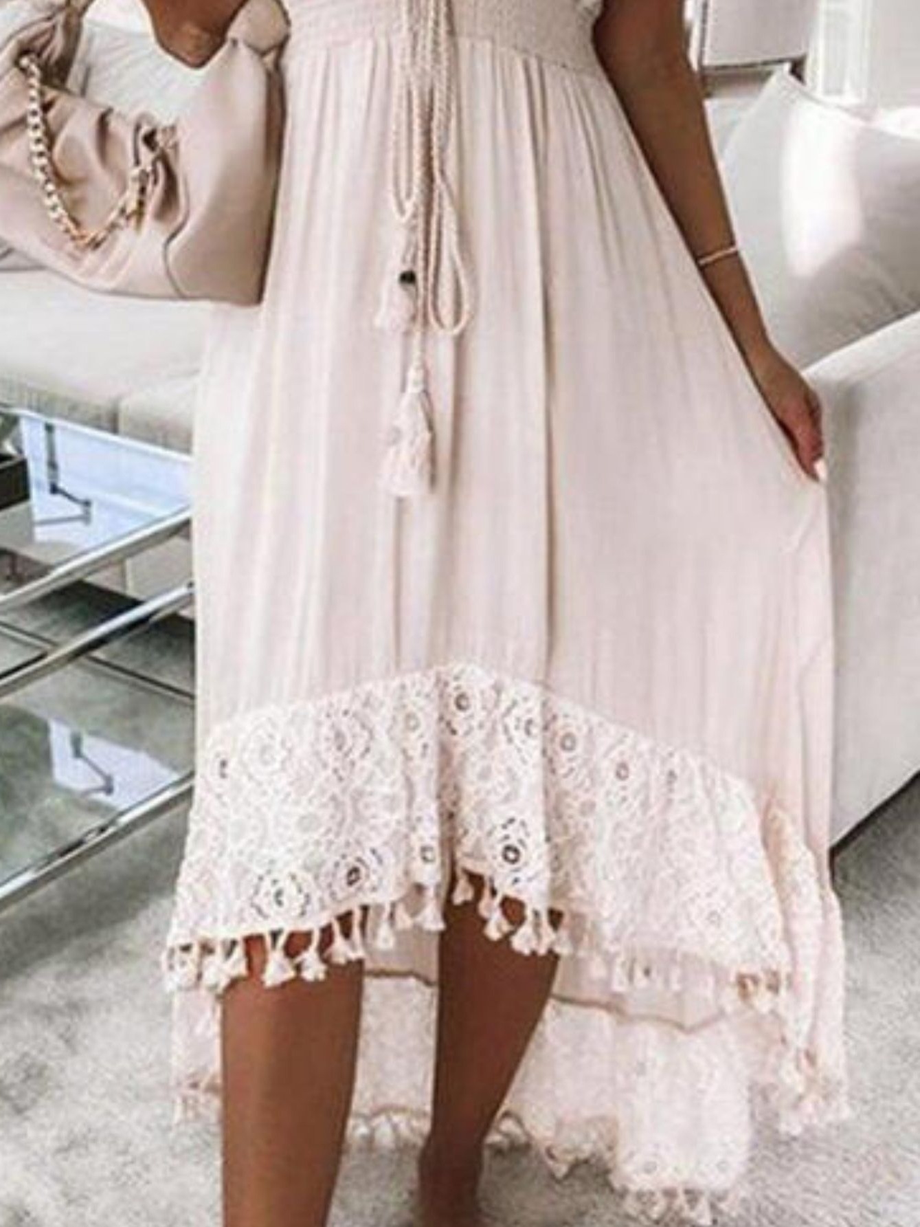 Maxikleid Damen Mit V-Ausschnitt - Ärmelloses Sommerkleid