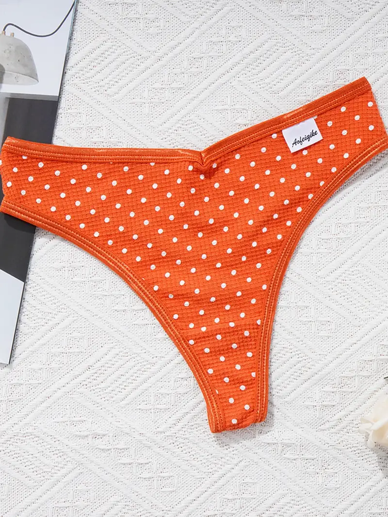 Cute Dot Print Panties Mixed Color Thongs Style Cotton - Temu