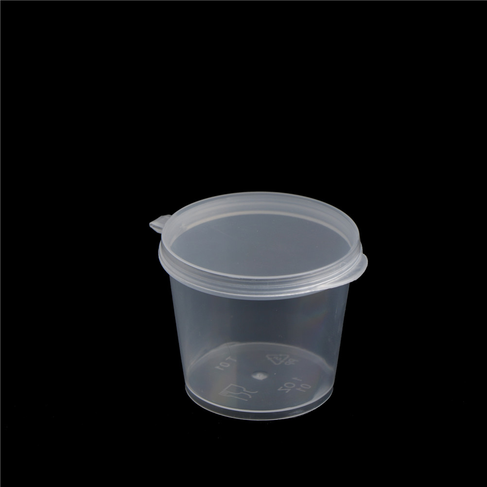Small Plastic Sauce Cups Food Storage Containers Clear Boxes + Lids 