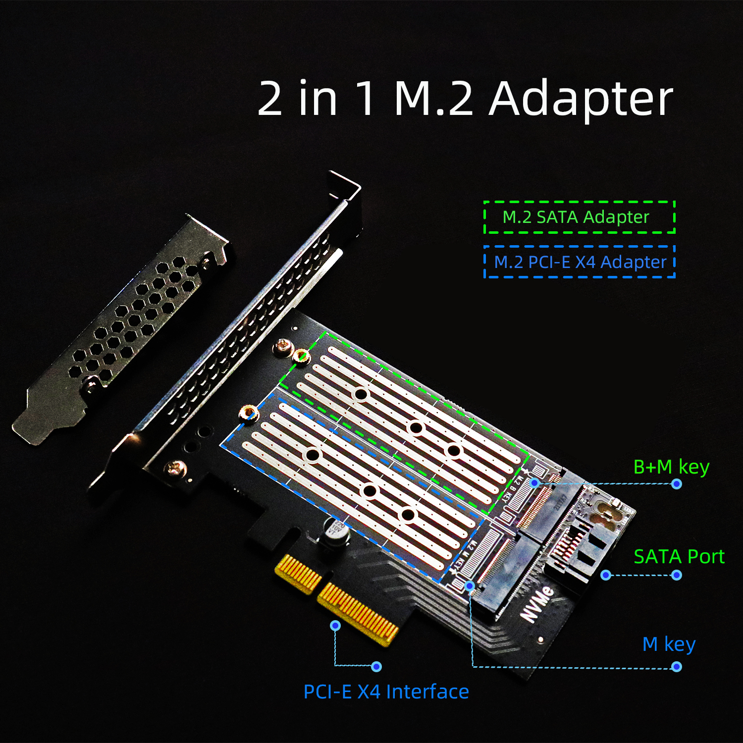 GLOTRENDS Dual M.2 X4 Adapter for M.2 PCIe/SATA SSD OS Boot