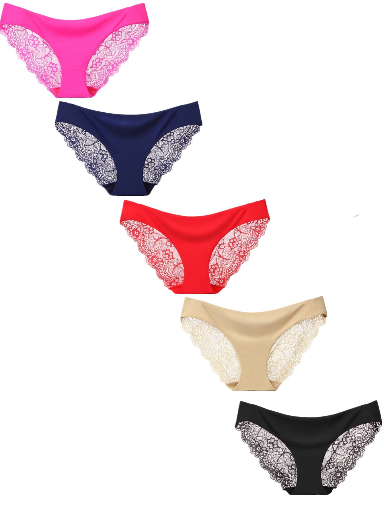 Lace Stitching Thongs Breathable Comfy Low Waist Intimates - Temu Canada