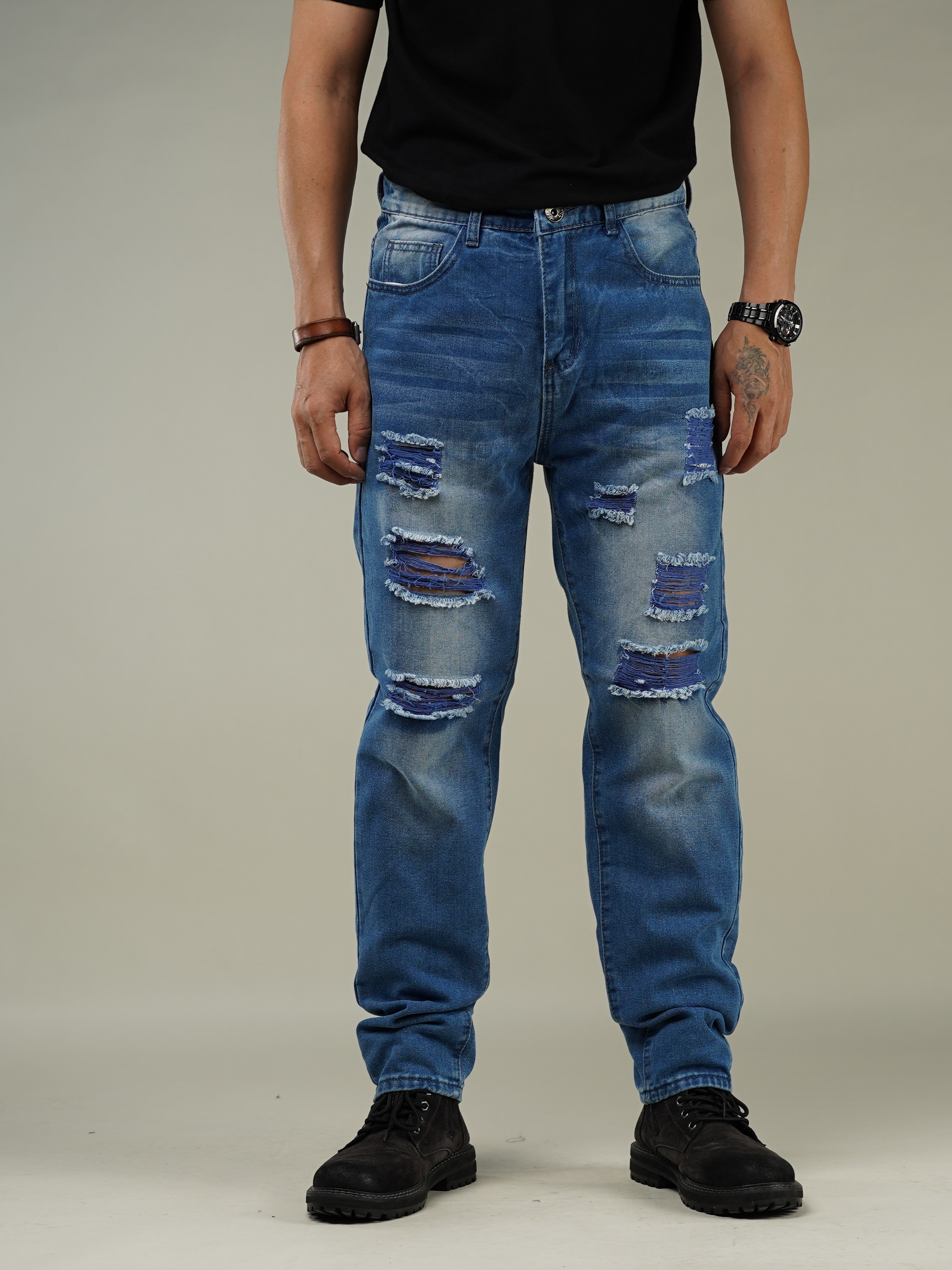 Dark Blue Jeans - Temu