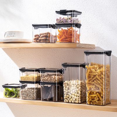 1pc 15.5oz/23.6oz/32.1oz/43.9oz/60.8oz Food Storage Container With Lid, Clear Plastic Kitchen And Pantry Organization Canisters