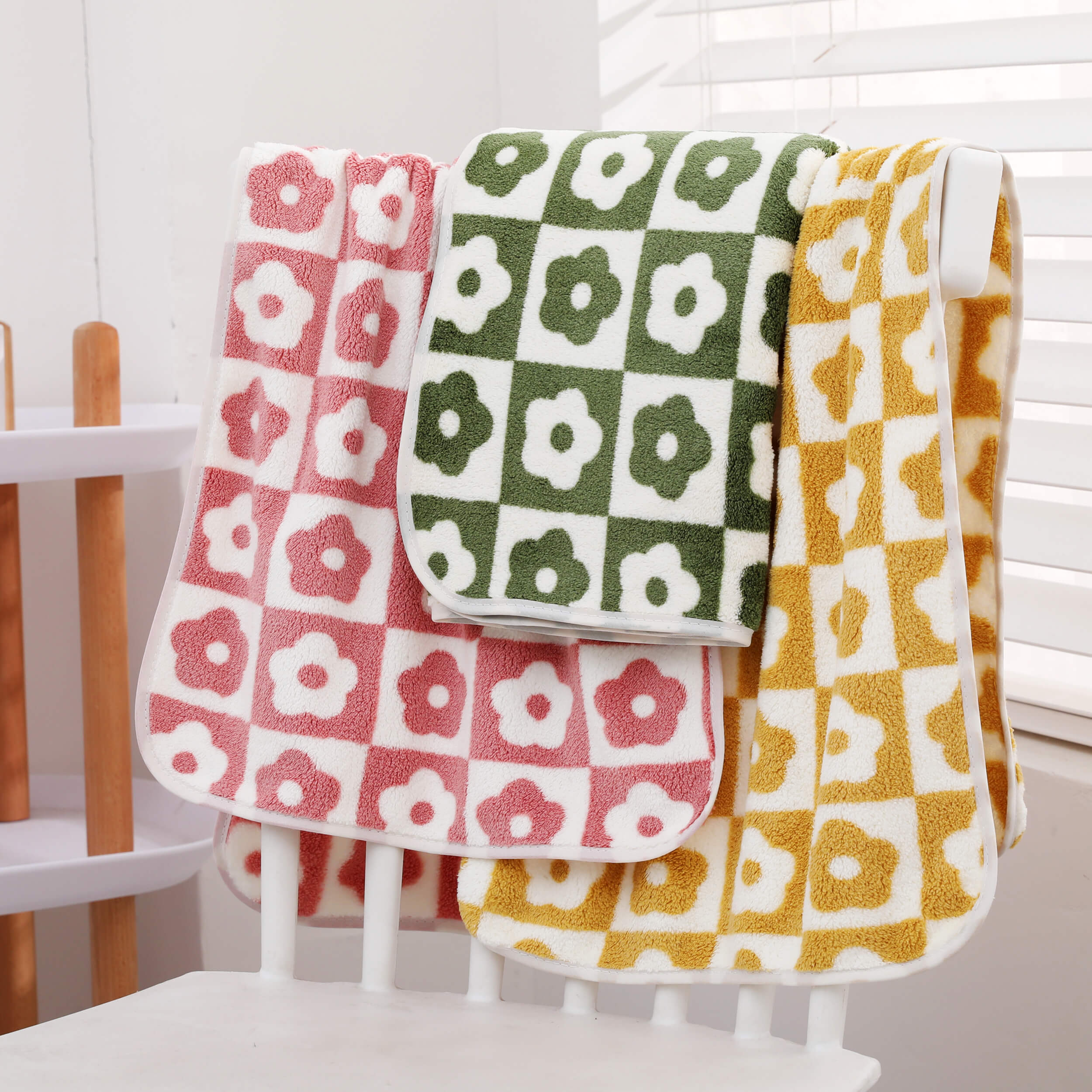 3pcs Household Towel, Face Towel, Wash Towel,plum , Fleece,*29.5in