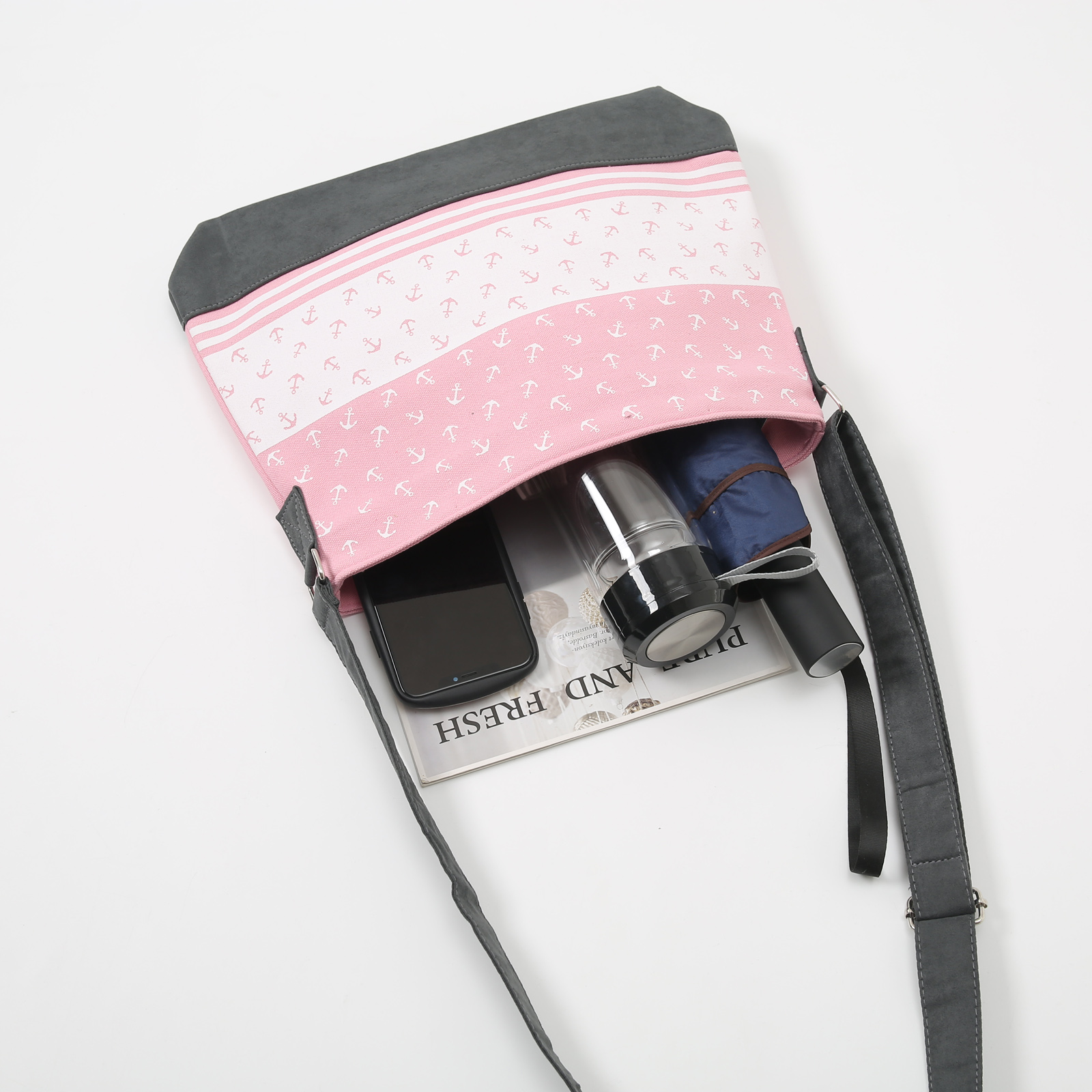 Anchor Canvas Striped Backpack with Adjustable Shoulder Straps