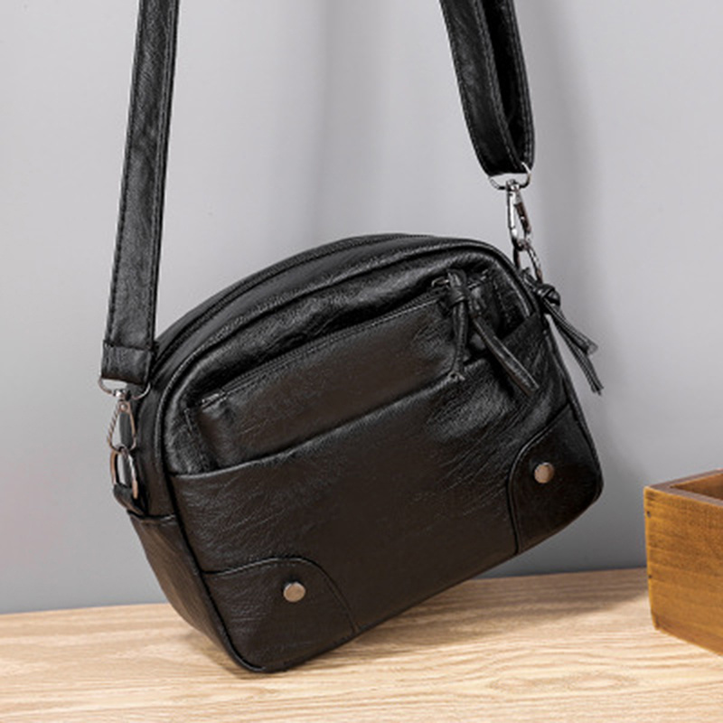 Women's Soft Leather Crossbody Bag Multi Compartment Fashion Shoulder Bag  Small