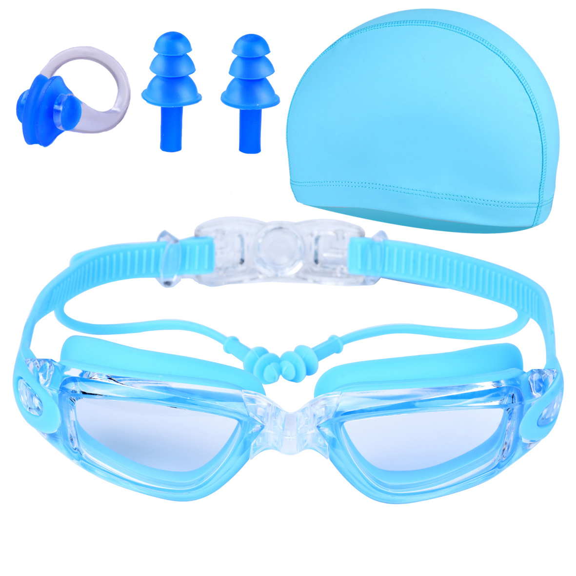 Swim Goggles Swimming Goggles No Leaking with Nose Clip, Earplugs and Case  for Men Women Adult Youth Kids