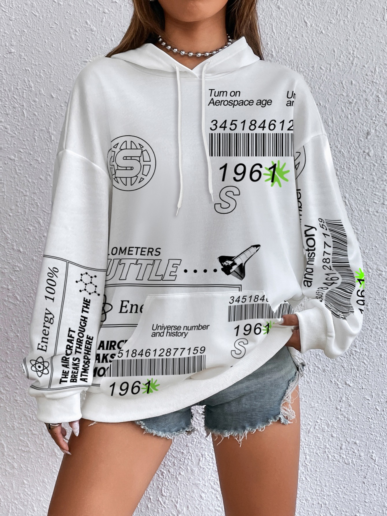 Korean Fashion Women Sweatshirts Letter Print Oversized Hoodie O